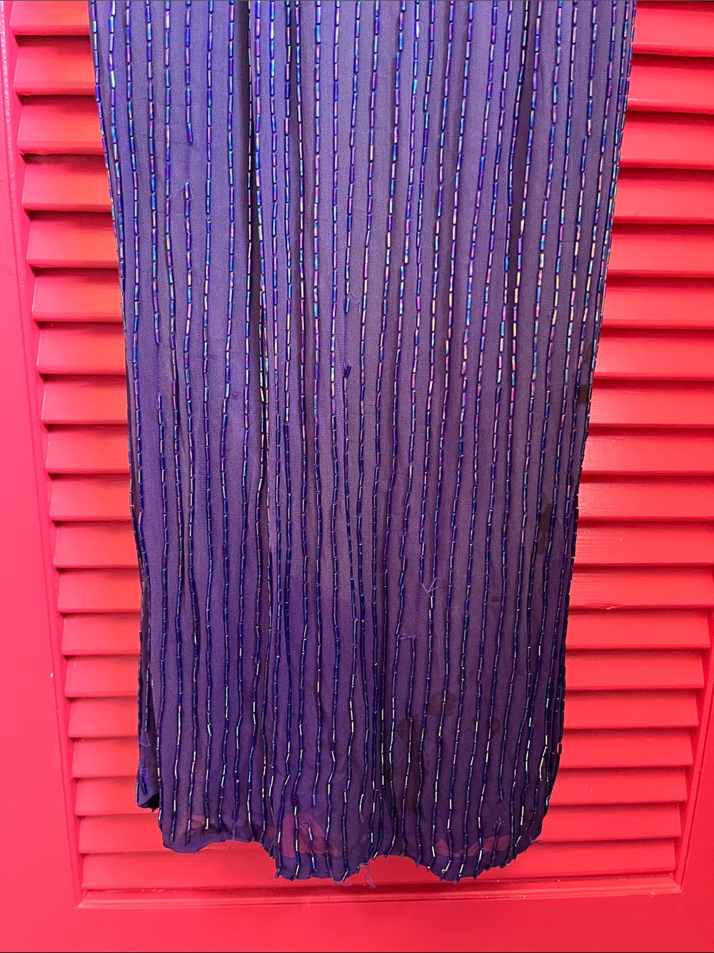 Beaded Purple Prom Dress with V-Neck - Picture 4 of 16